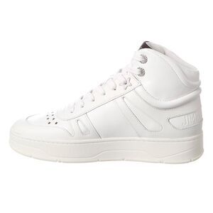 JIMMY CHOO Hawaii High Top Sneakers White Leather Lace Up Air Force 39.5